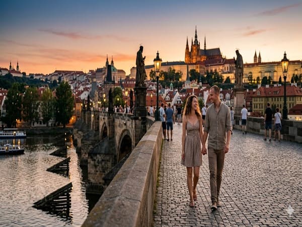 Try an evening stroll through Prague in the summer